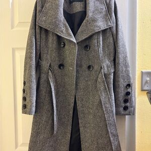 Guess Women's Charcoal Double-Breasted Trench Coat